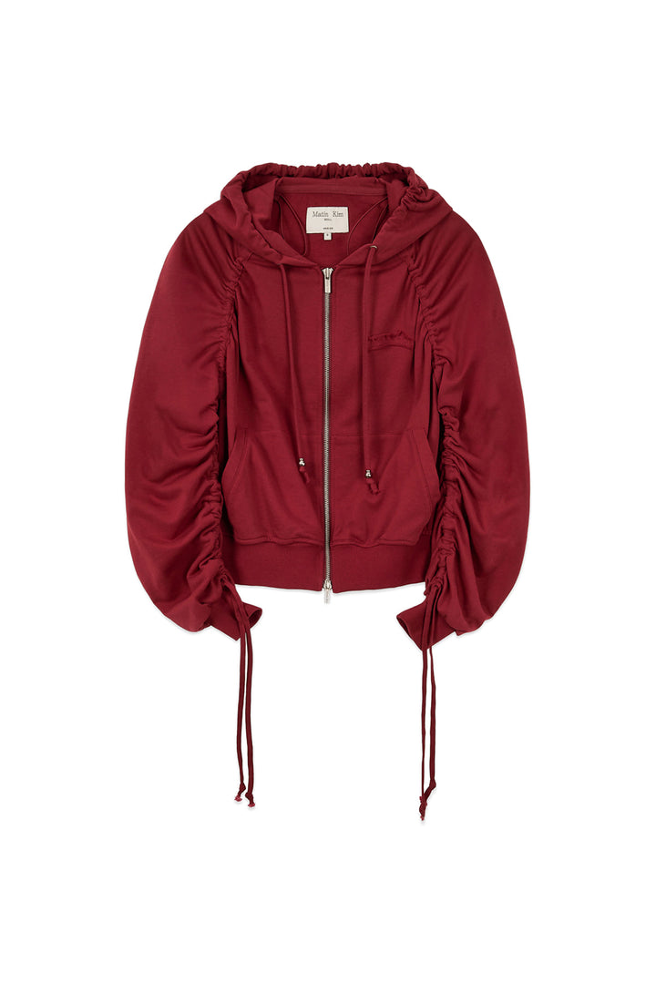 Matinkim Sleeve String Detail Hoody Zip UP IN Red