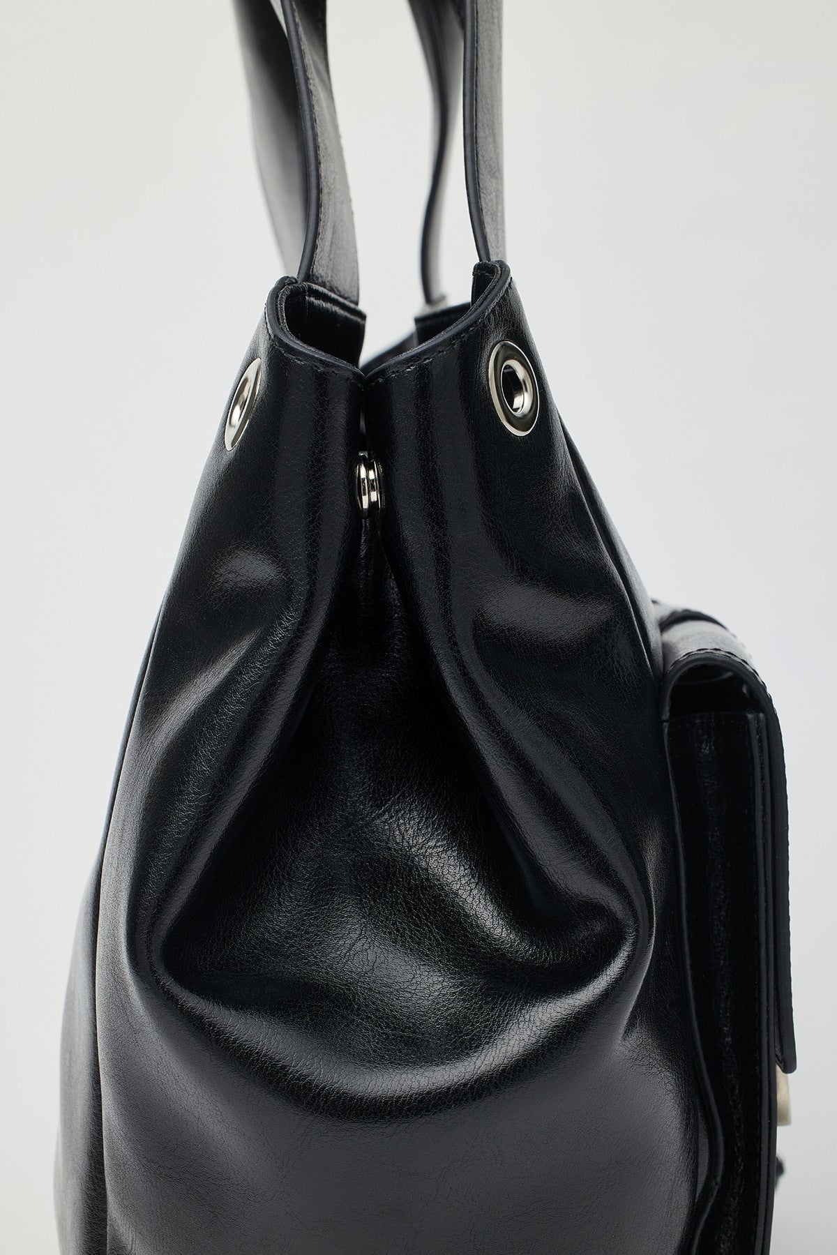 Matinkim Multi Pocket Leather Shopper Bag IN Black