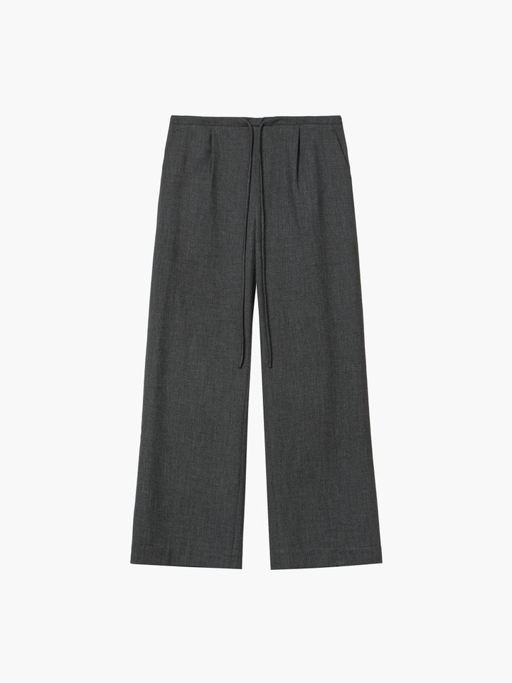 MARGESHERWOOD Comfortable Wool Banding Slacks charcoal