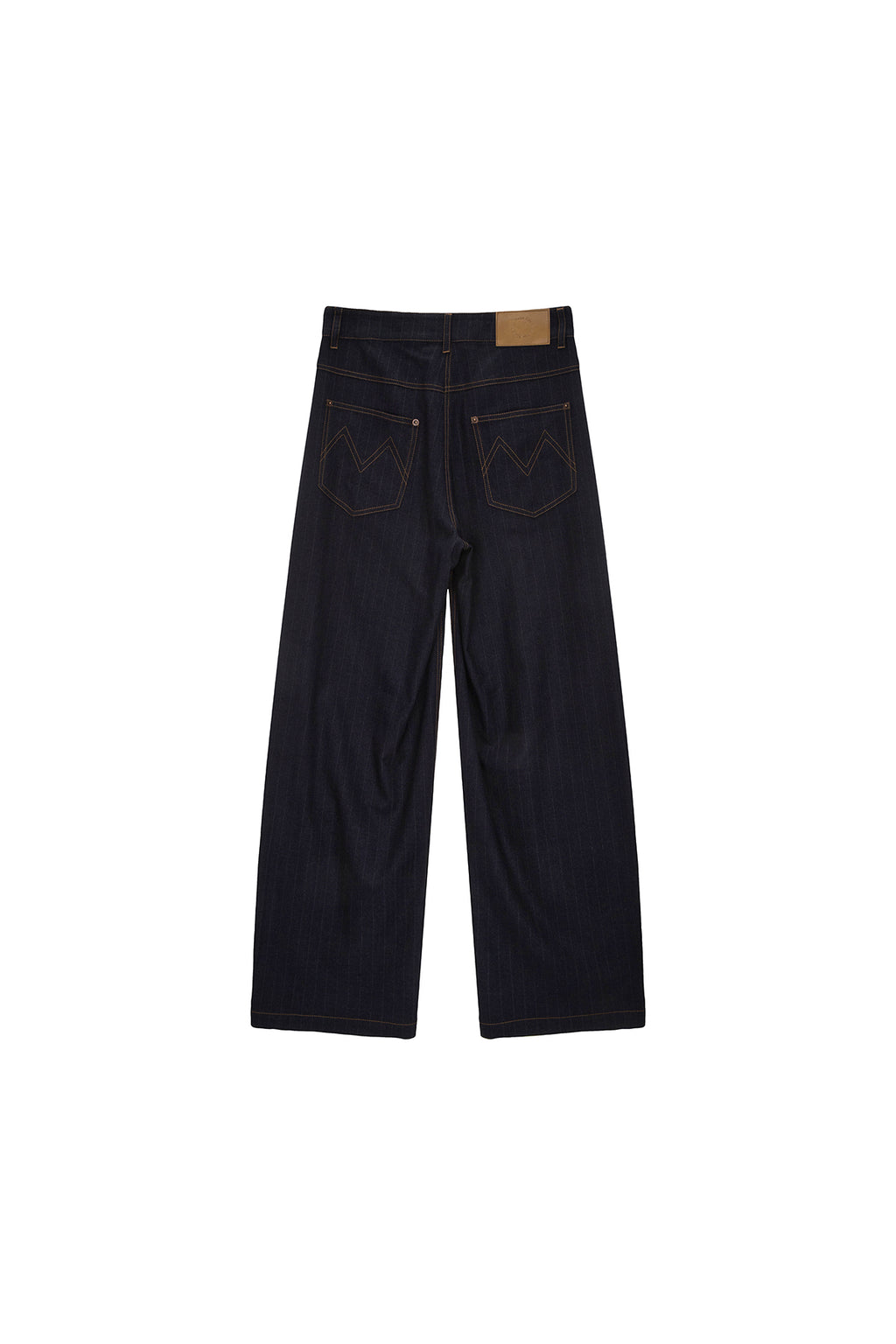 [matinkim] DENIM LIKE STRIPE WIDE PANTS IN NAVY