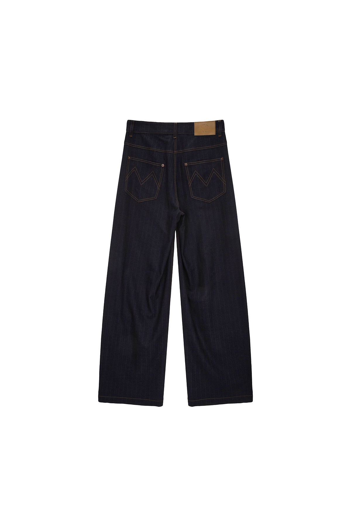 [matinkim] DENIM LIKE STRIPE WIDE PANTS IN NAVY