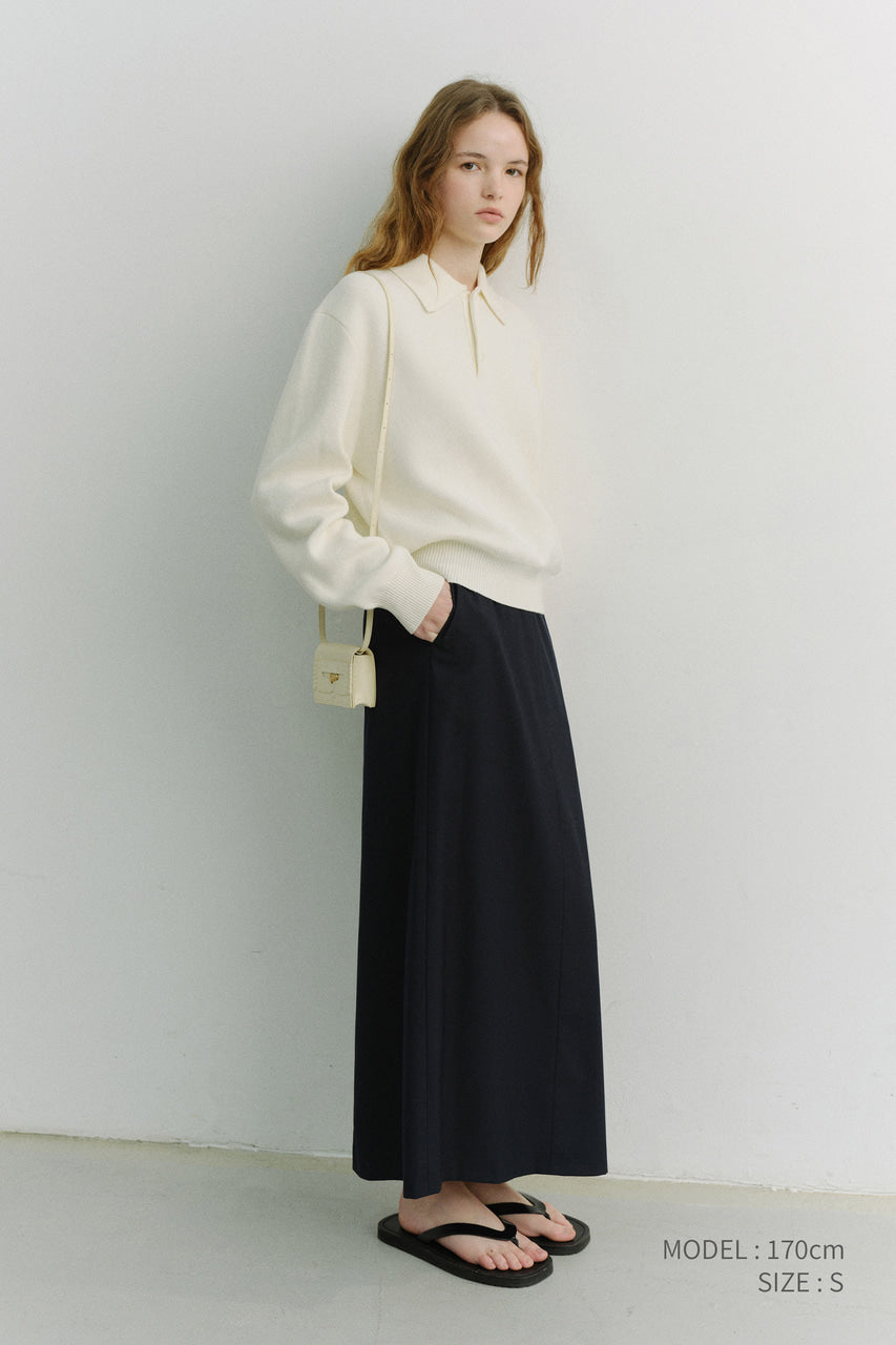 Dunst H-Line Striped Maxi Skirt Navy Stripe