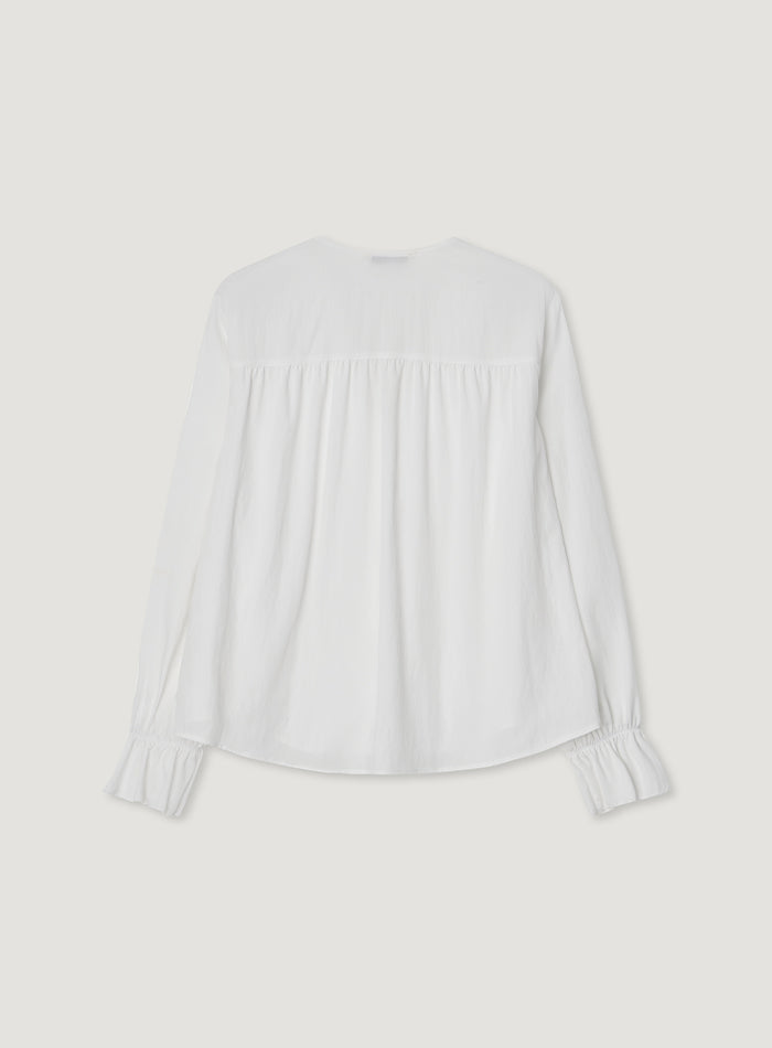 Mango Maniplease Raul Ruffle Blouse Ivory