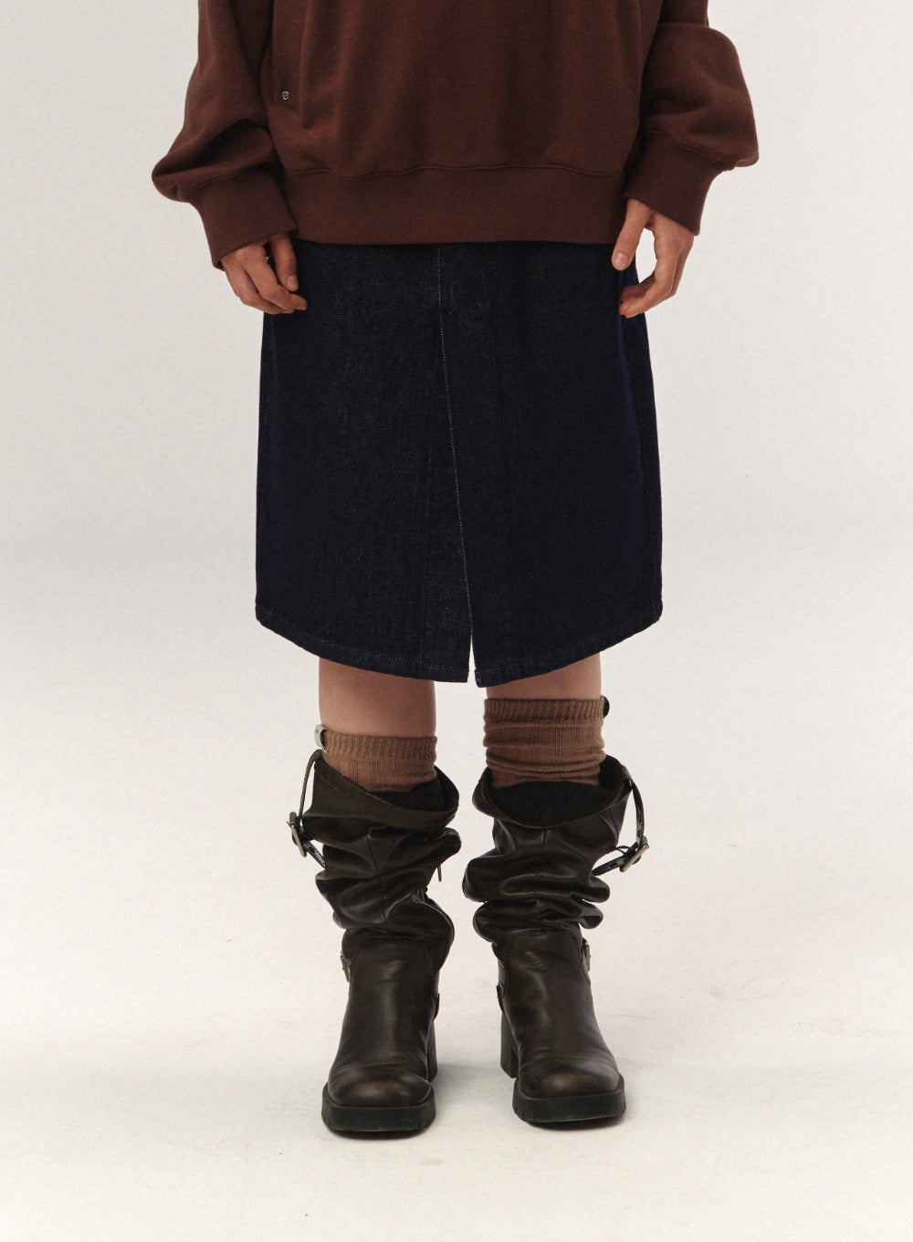 [satur] (W) Marradi Denim Midi Skirt - Indigo Blue