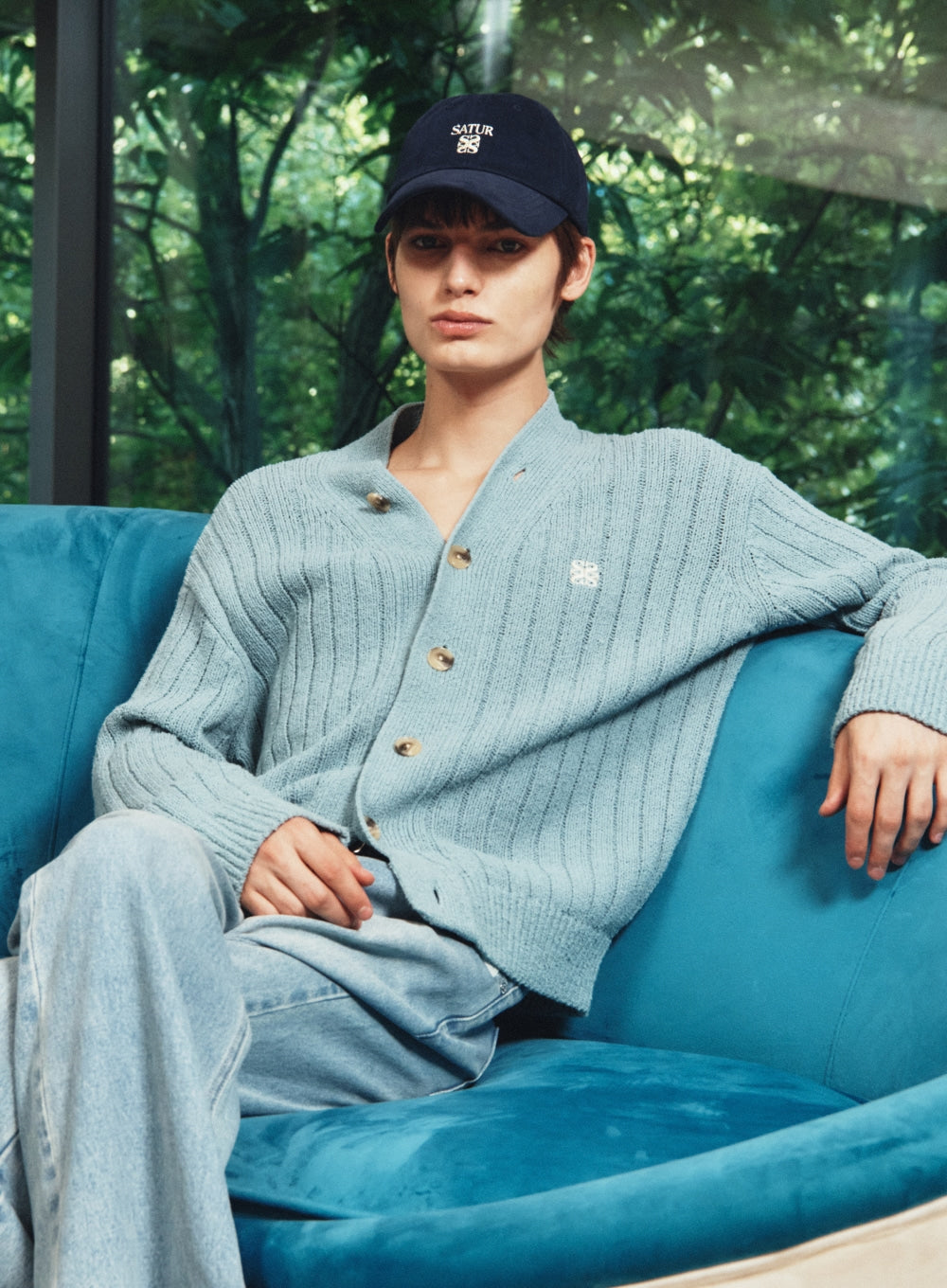 [satur] Loren Apero Small Logo Ball Cap - Navy