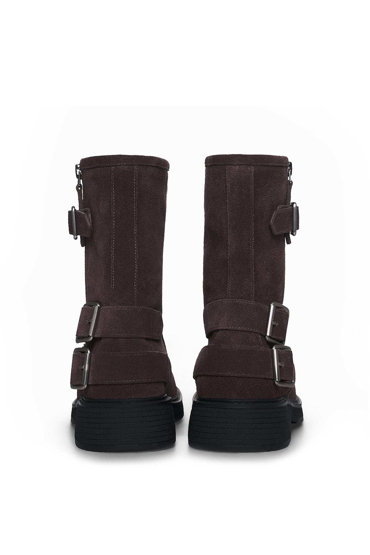 Matinkim Vintage Washed Biker Ankle Boots IN Dark Brown