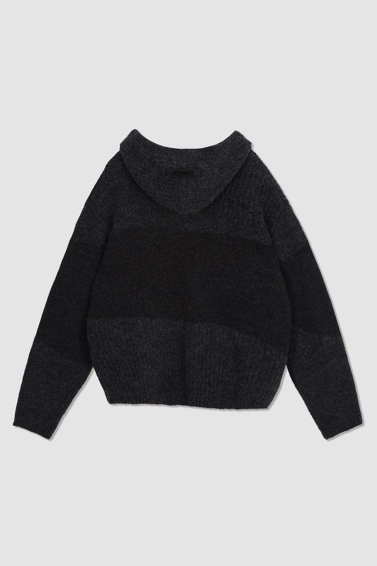 Matinkim Color Mix Unbalance Knit Hoody IN Charcoal