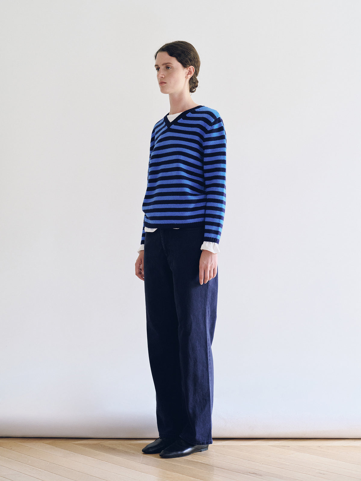 Nothing Written Molly V-Neck Pullover (Ocean Stripe)