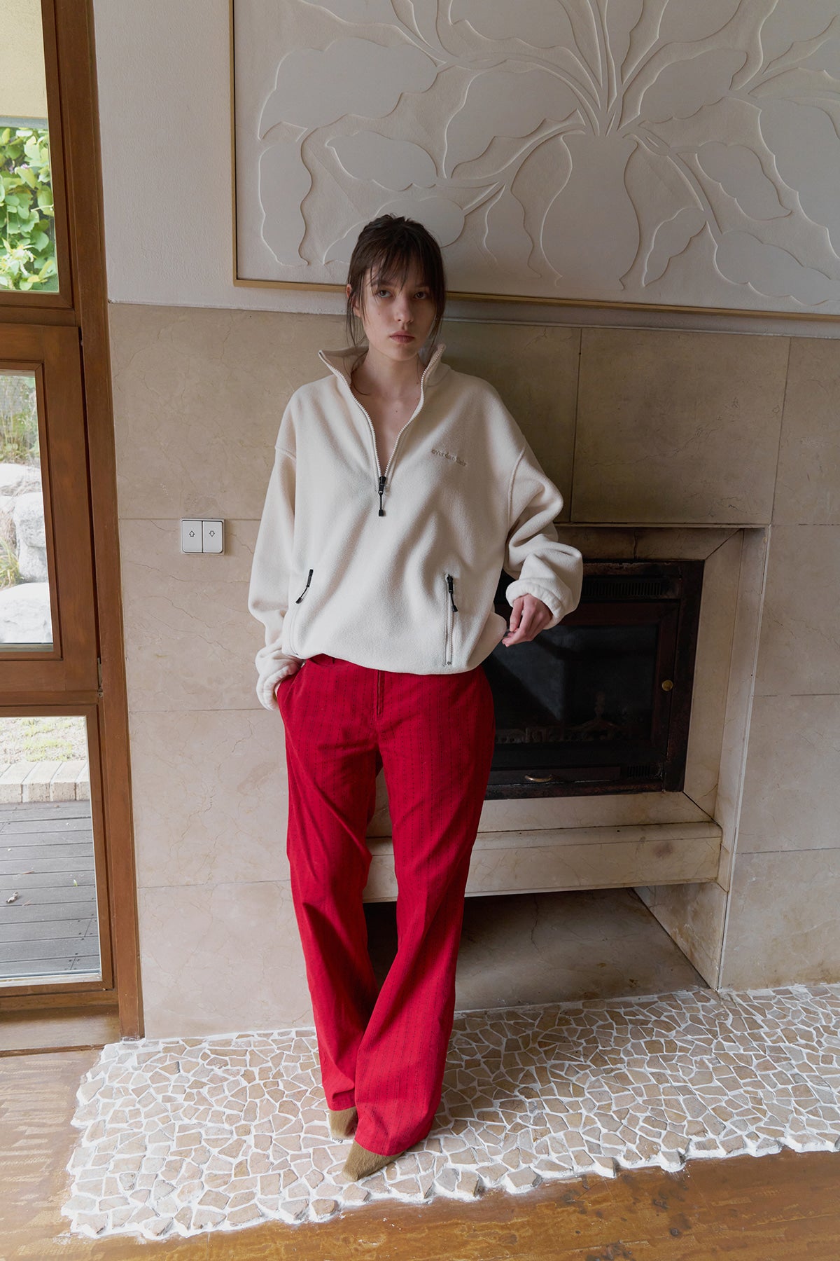 Overdueflair Corduroy Bootcut Pants Red Star