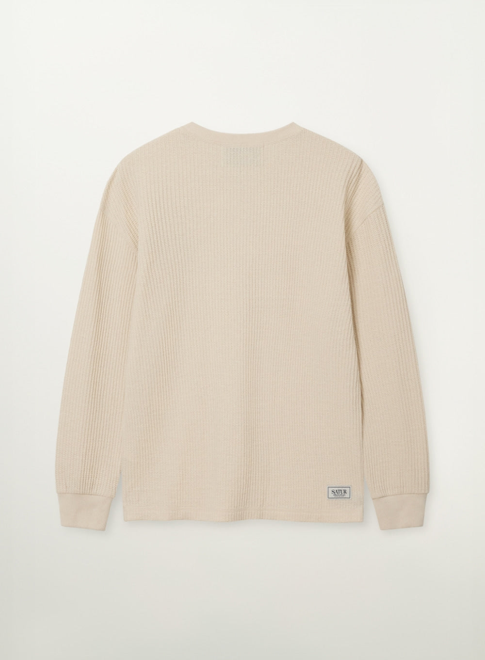 Satur Stitch Waffle Henley Neck Long Sleeve - Cream