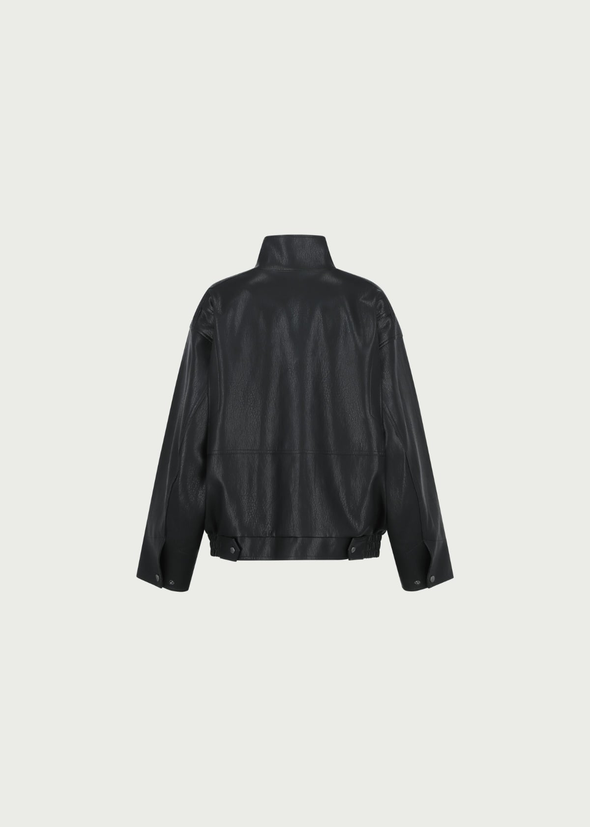 Depound high neck leather jacket - black