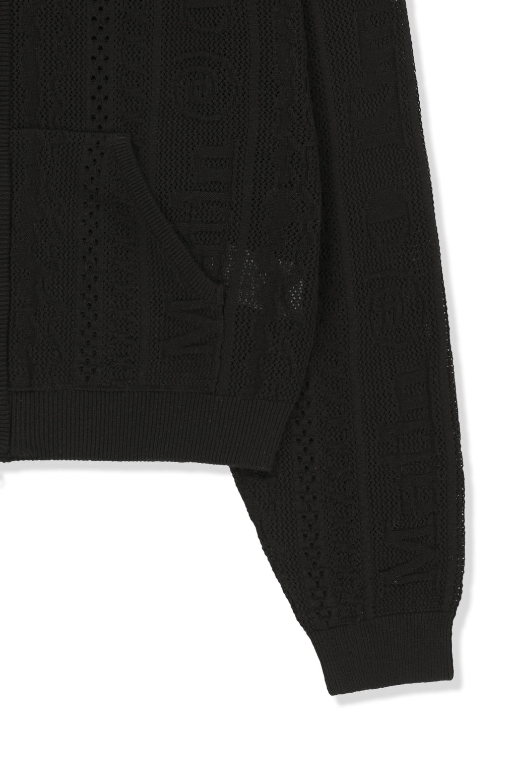 Matinkim Mesh Logo Knit Hoody Zip UP IN Black
