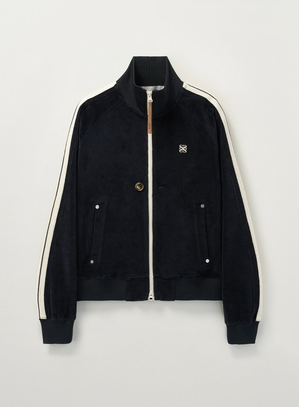 [satur] (W) Lawton Velour Track Zip-up Jacket - Black