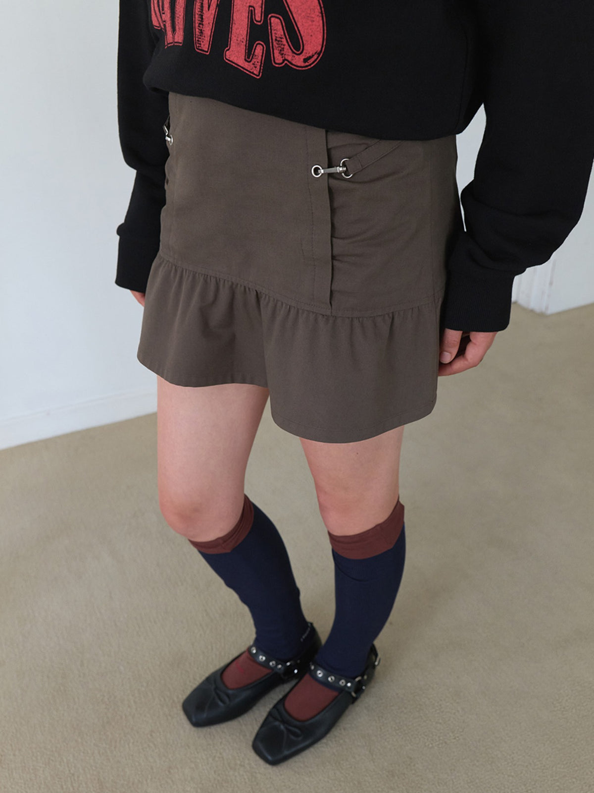 Raive Seam Details Shirred Mini Skirt