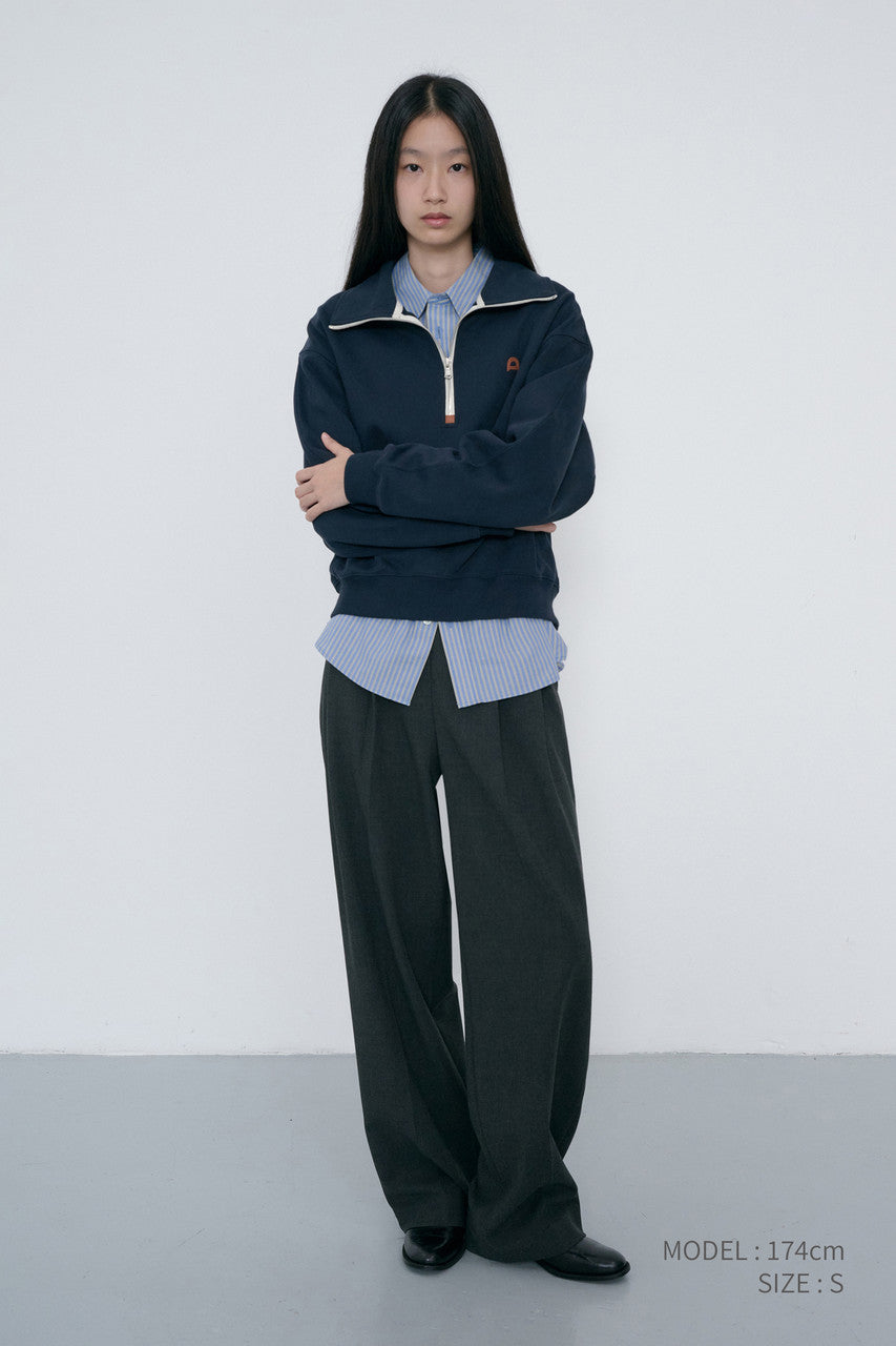 Dunst Double Pleated Wide Slacks Charcoal Grey