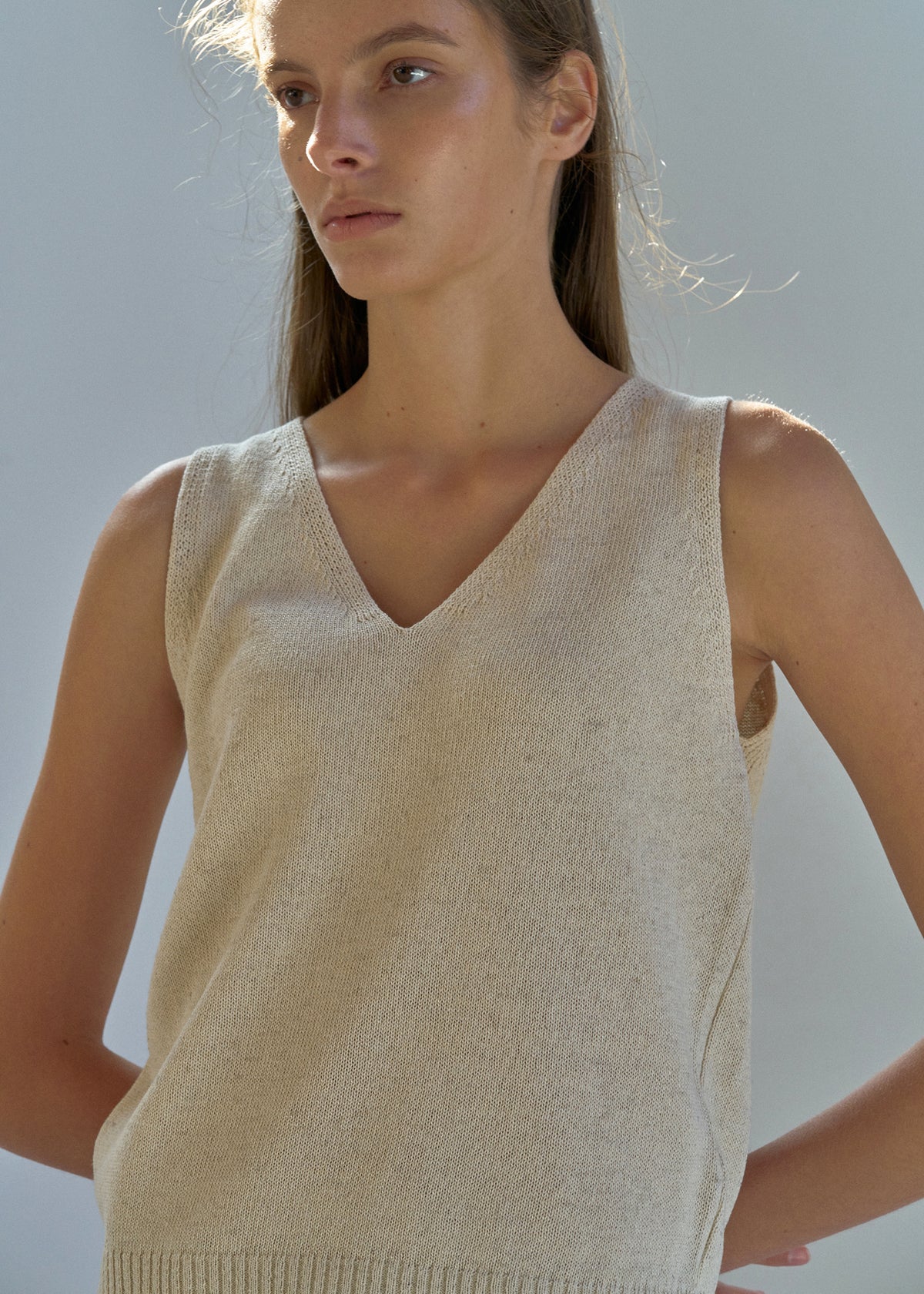 Nothing Written Paper sleeveless top (Oatmeal)
