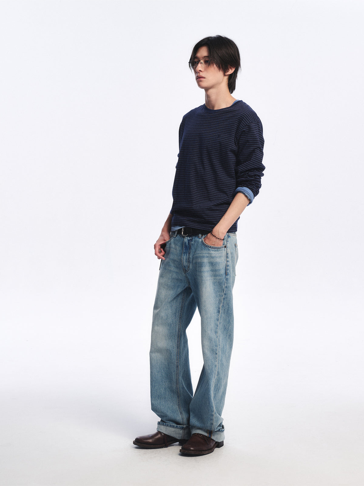 Low Classic Striped Regular-Fit Tee Navy