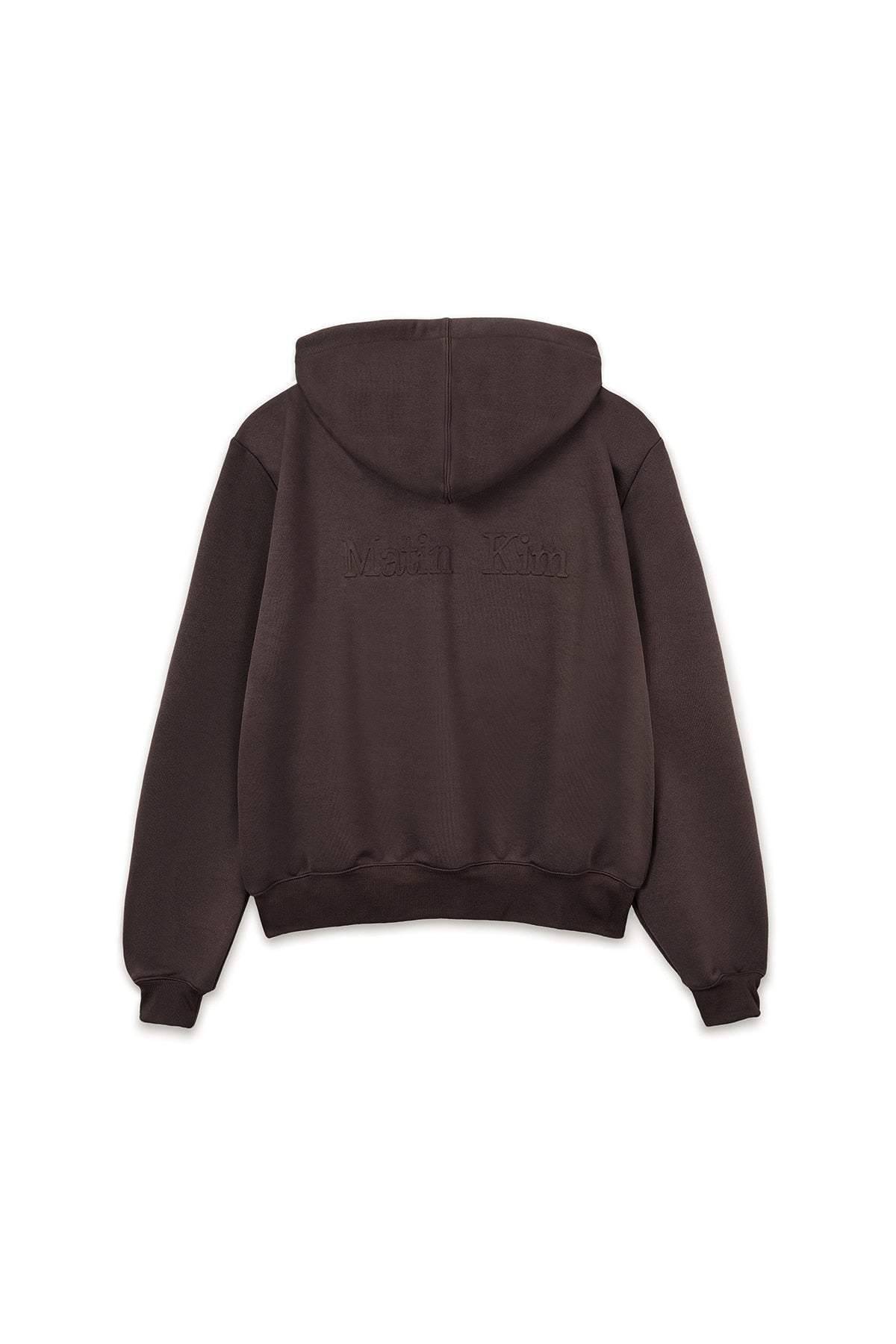 [matinkim] BACK LOGO GLITTER HOODY ZIP UP FOR WOMEN IN BROWN