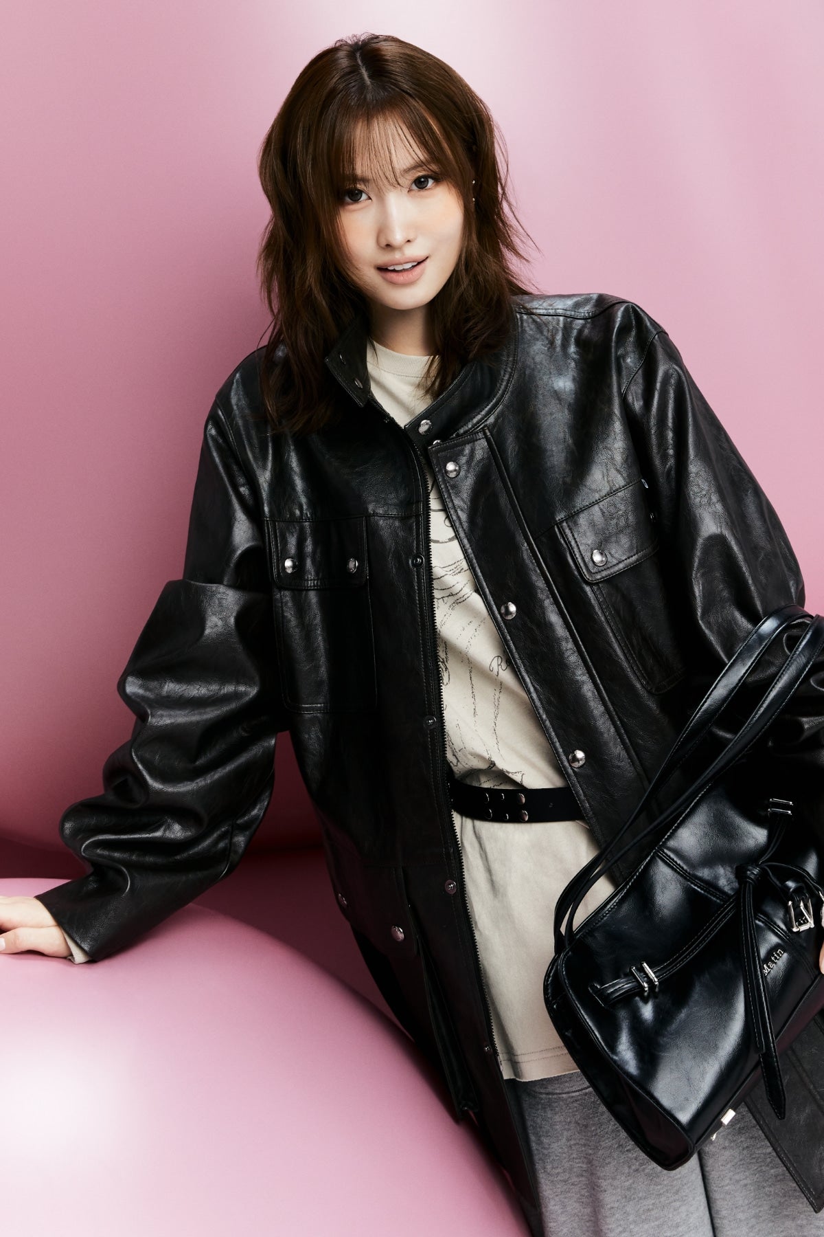 Matinkim Faux Leather Safari Jacket IN Brown