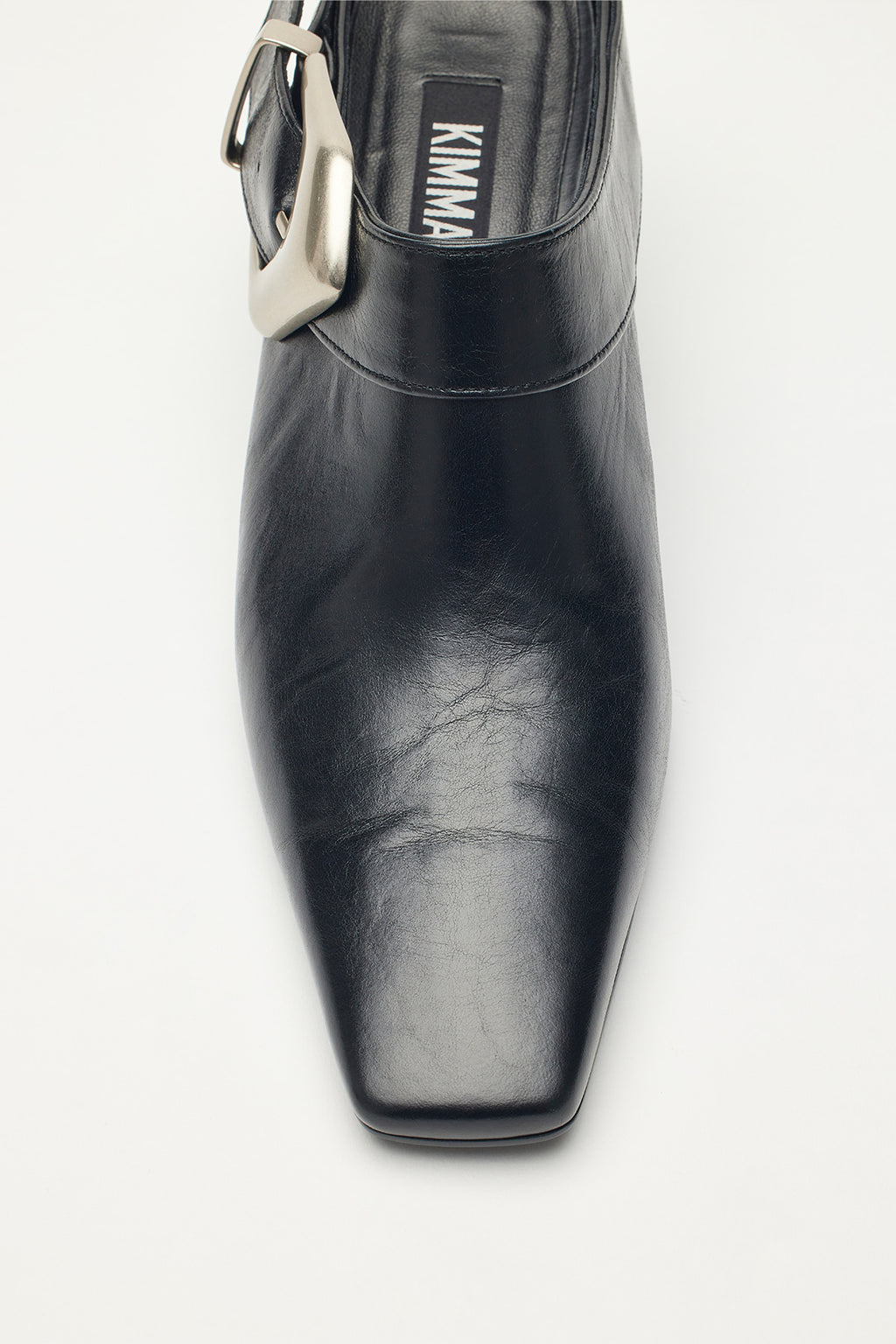 [matinkim] Bold Buckle Leather Mule IN Black