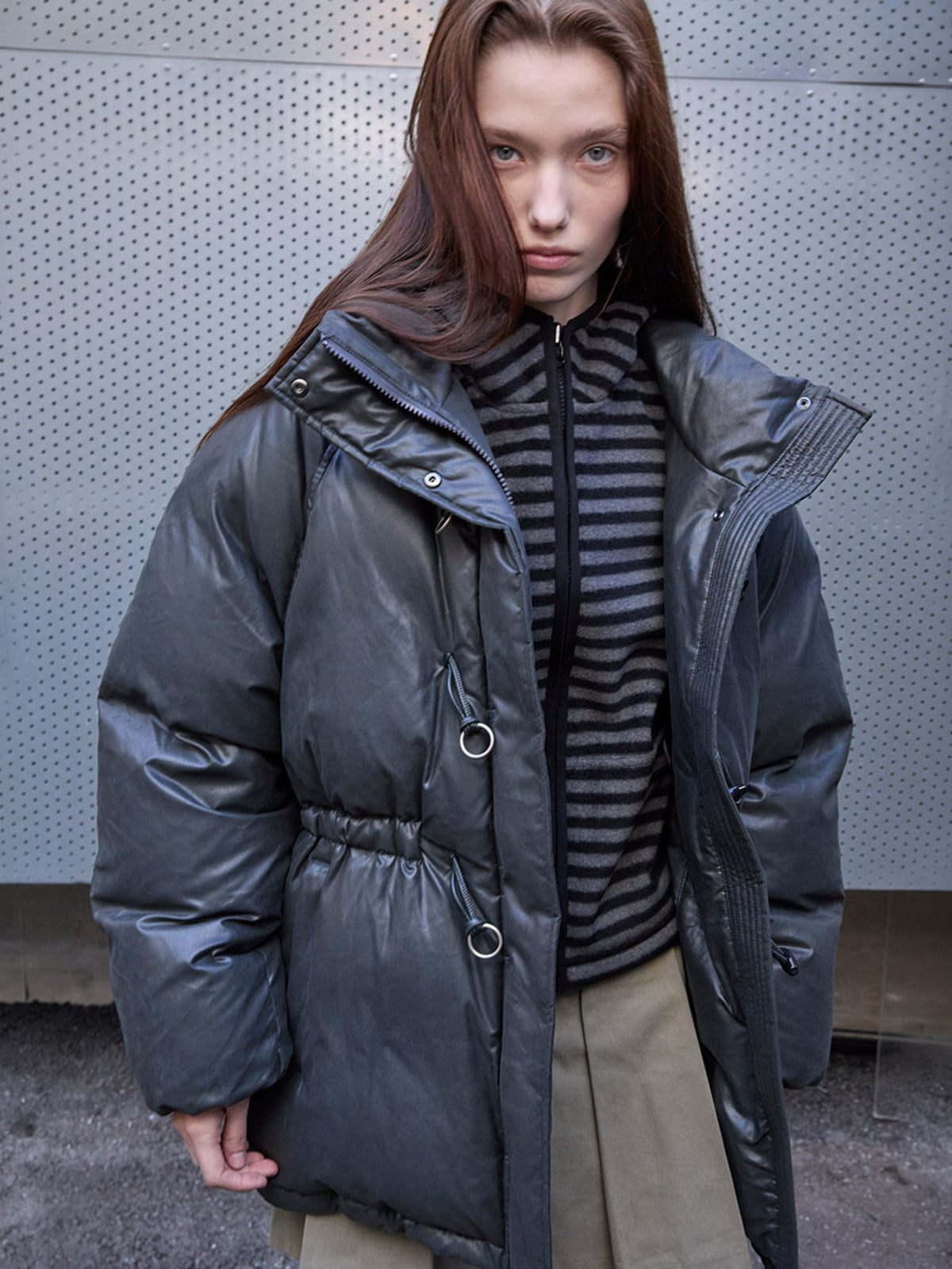 Raive High-neck Toggle Detail Down Jumper