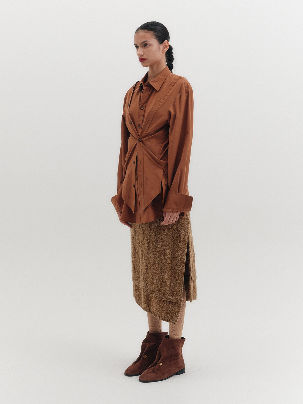 EENK Asymmetrical Knitwear Skirt - Camel