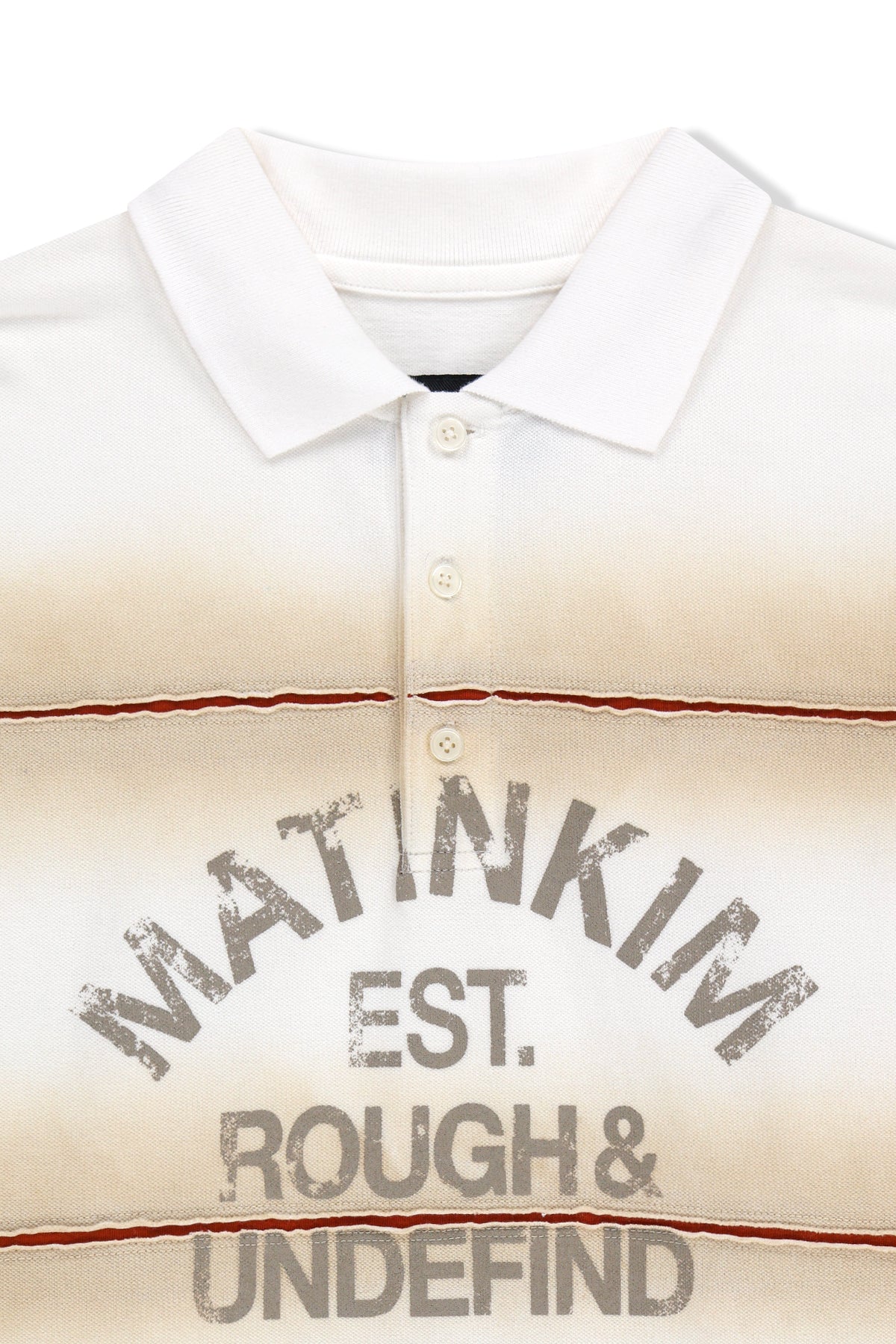 Matinkim Reveal Stripe Logo Collar Top For Men IN Cream