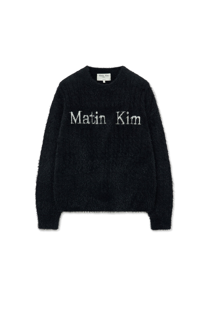 Matinkim Hairy Cable Knit Pullover In Black