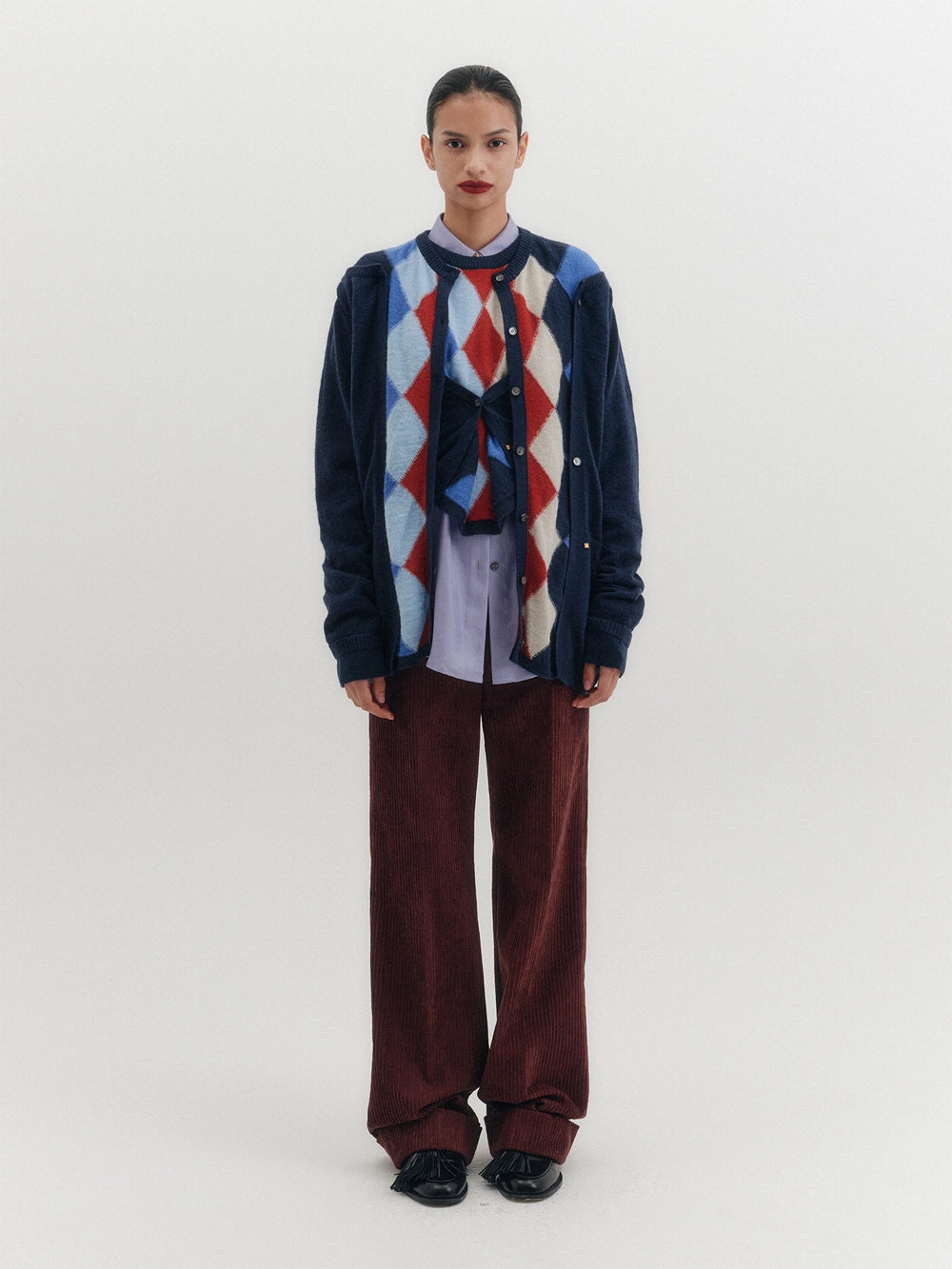 EENK Argyle Multi-Way Cardigan - Navy
