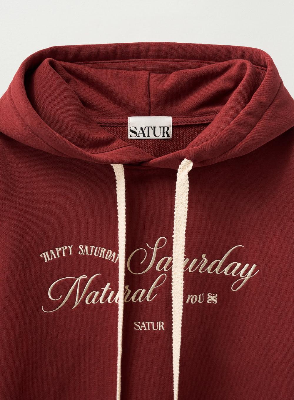 [satur] (W) Natural Saturday Crop Hoodie - Burgundy
