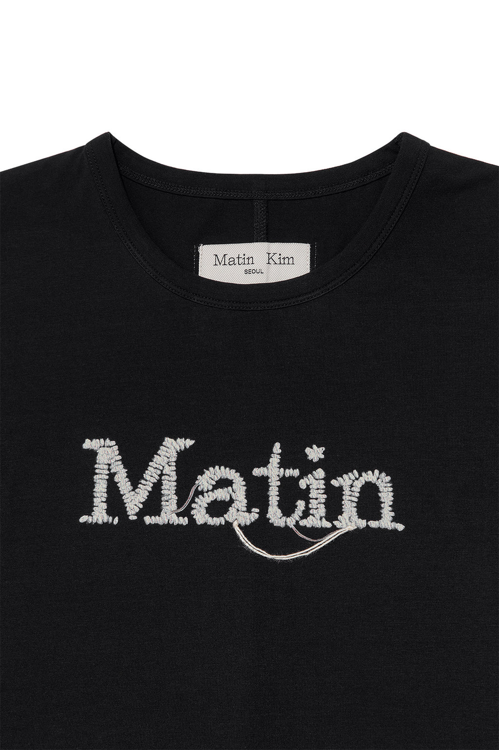 Matinkim Stitch Printing Detail Crop Top IN Black