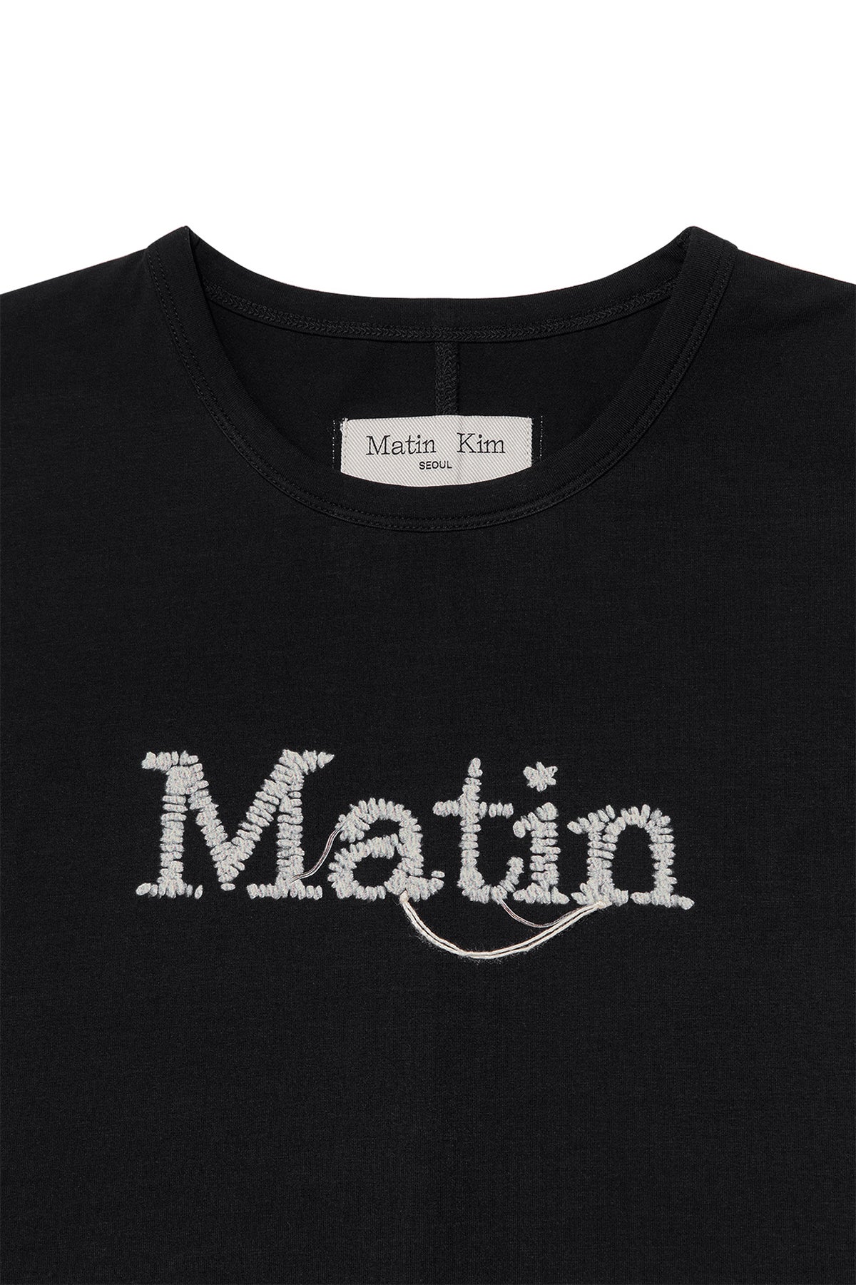 Matinkim Stitch Printing Detail Crop Top IN Black