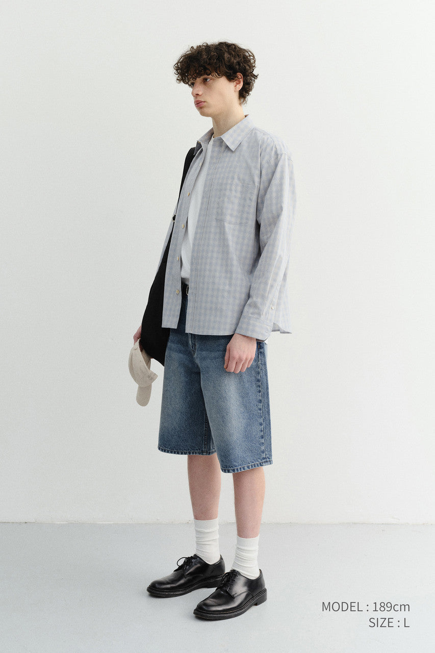 Dunst Classic Baggy Denim Shorts Vintage Blue