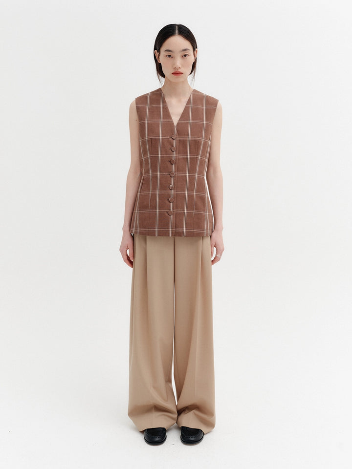 EENK Front Tuck Detail Pants - Beige