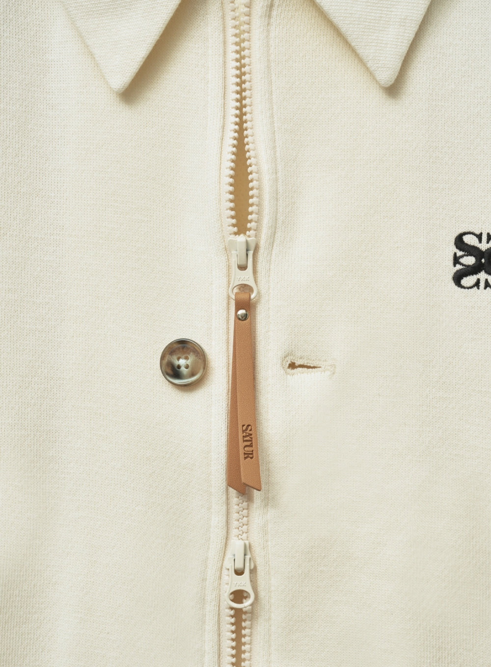 [satur] (W) Lawton Collar Track Zip-Up Jacket - Art Black