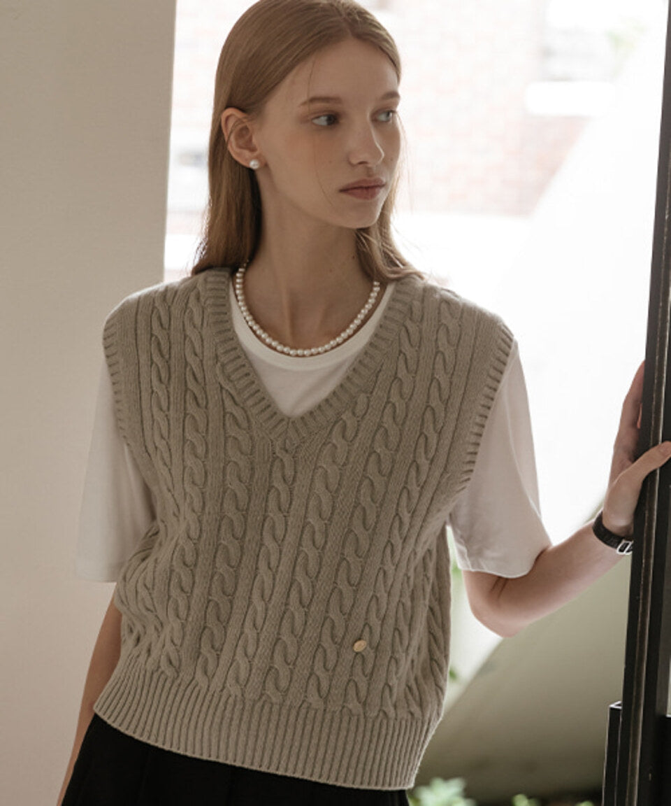 Tillidie Monica knit vest Khaki