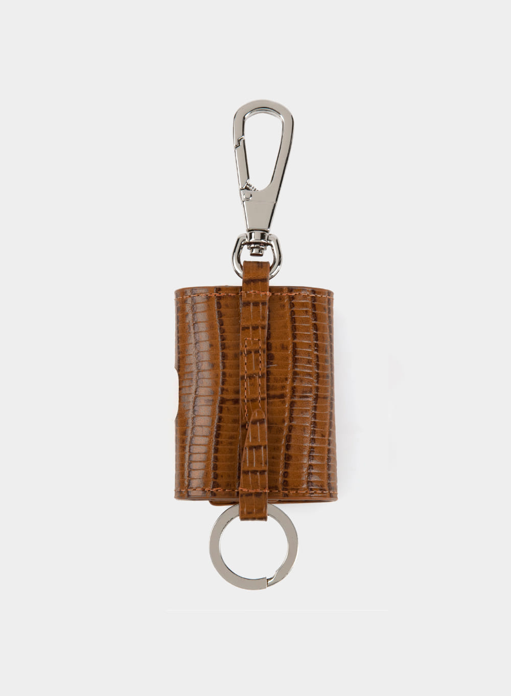 [satur] Satur Keyring Leather Airpods Case - Python Brown