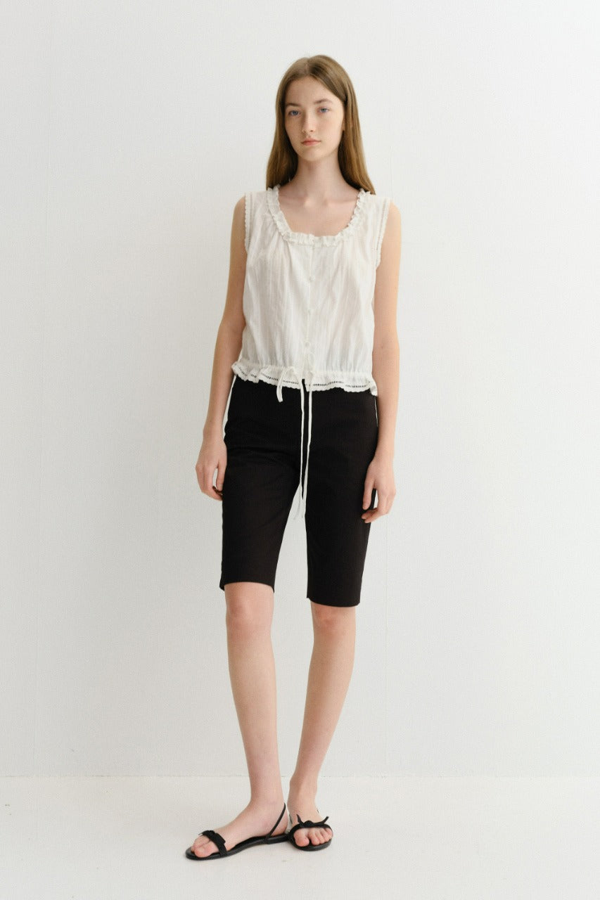 Dunst Frill Sleeveless Blouse White