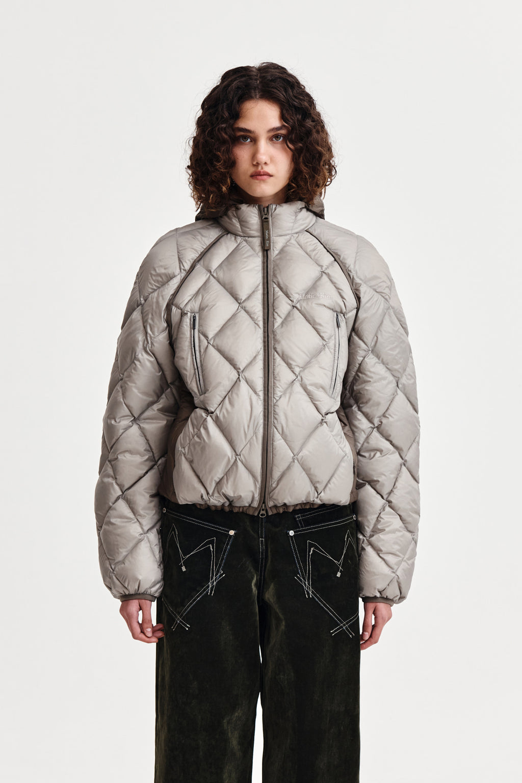 [matinkim] QUILTING HOODY LIGHTWEIGHT JUMPER (DOWN BLENDED) IN BEIGE