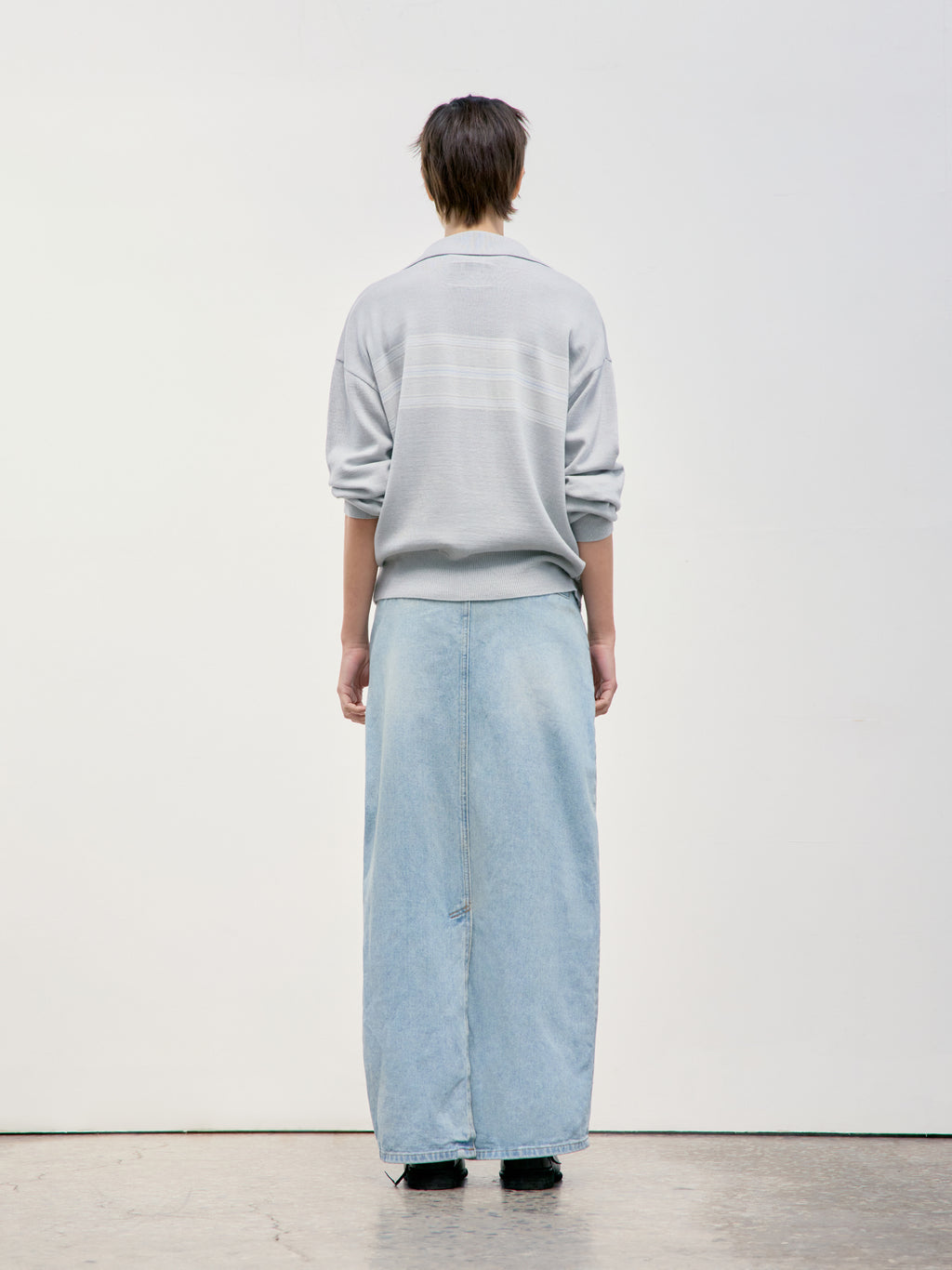 Low Classic Multi Stripe Pique Knit Top Light Grey