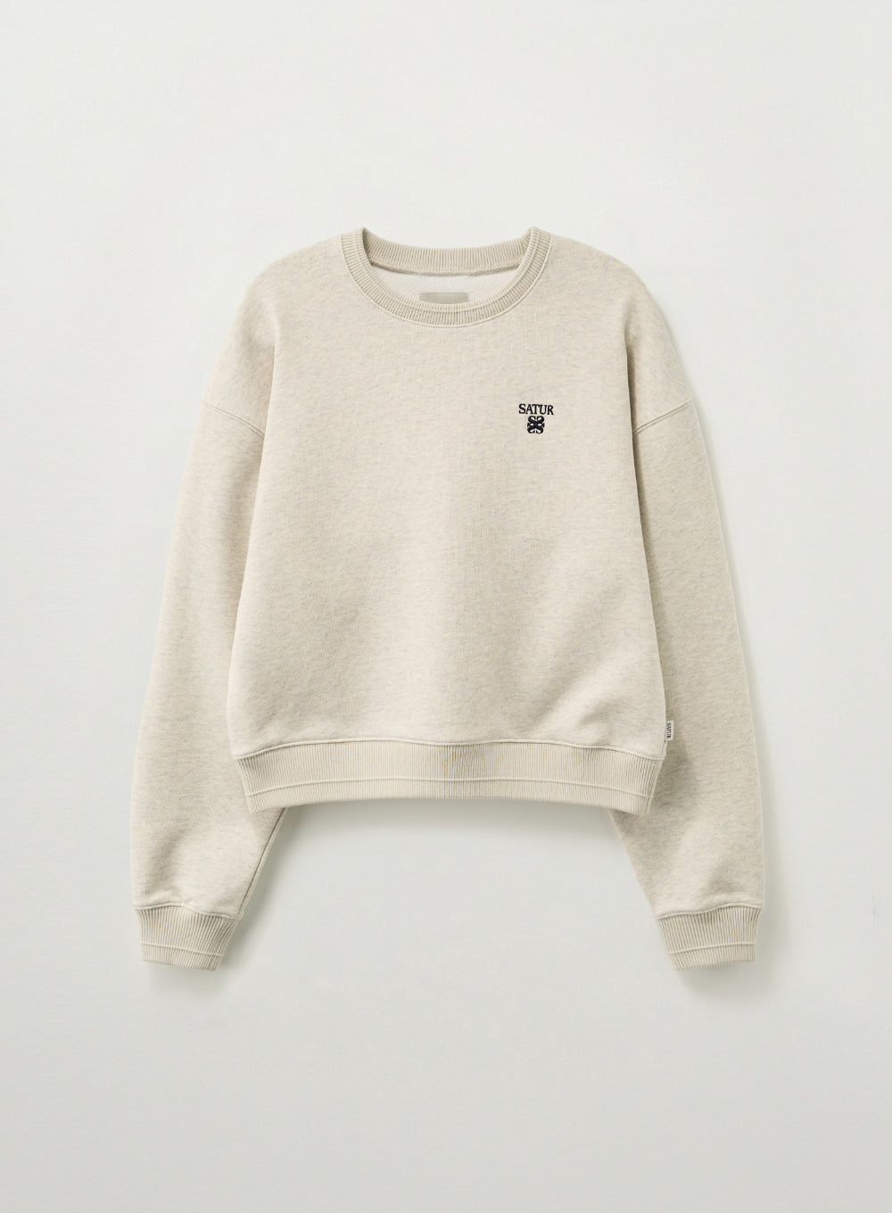 [satur] (W) Loren Small Logo Basic Crop Sweatshirt - Oatmeal