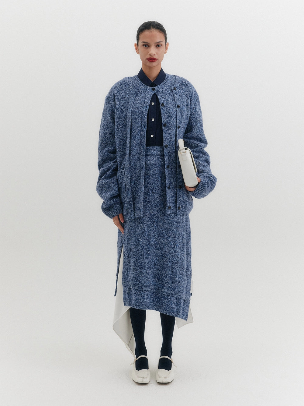 EENK Asymmetrical Knit Skirt - Blue
