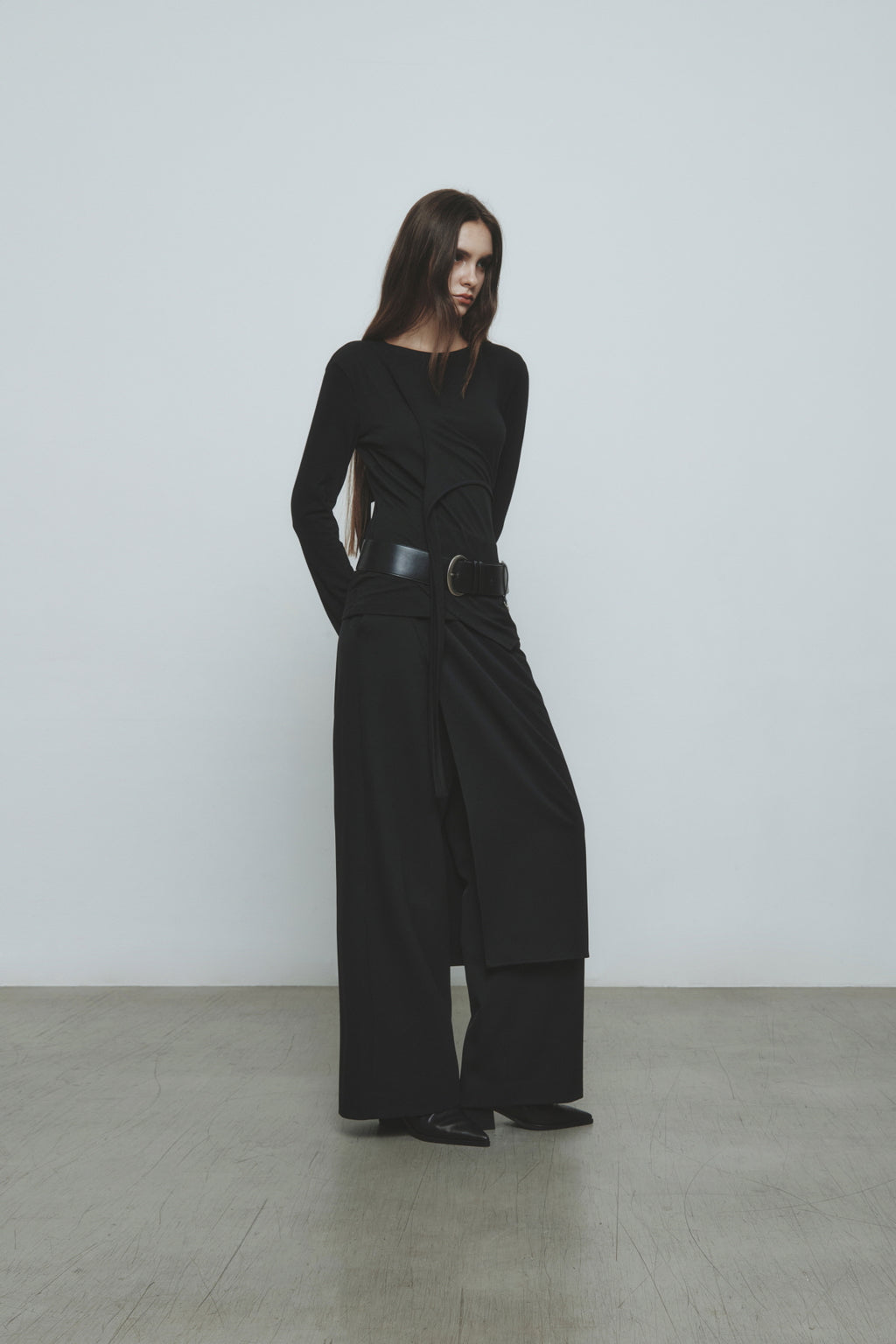 Matinkim Skirt Wrap Layered Pants IN Black