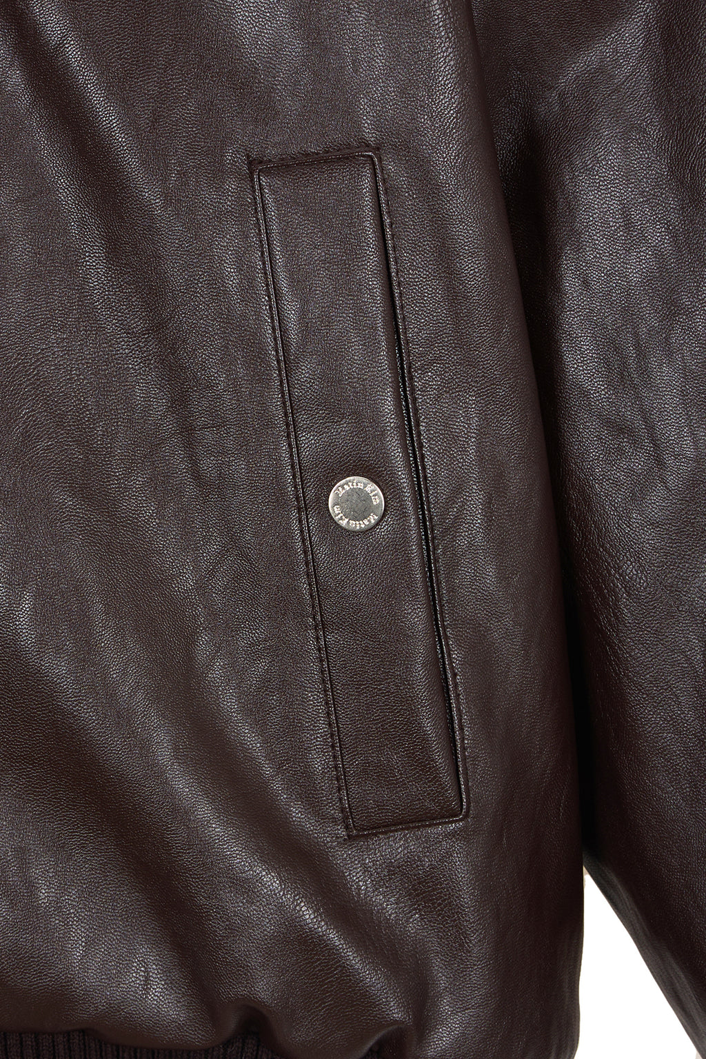 Matinkim Faux Leather Zip UP Hoody IN Brown