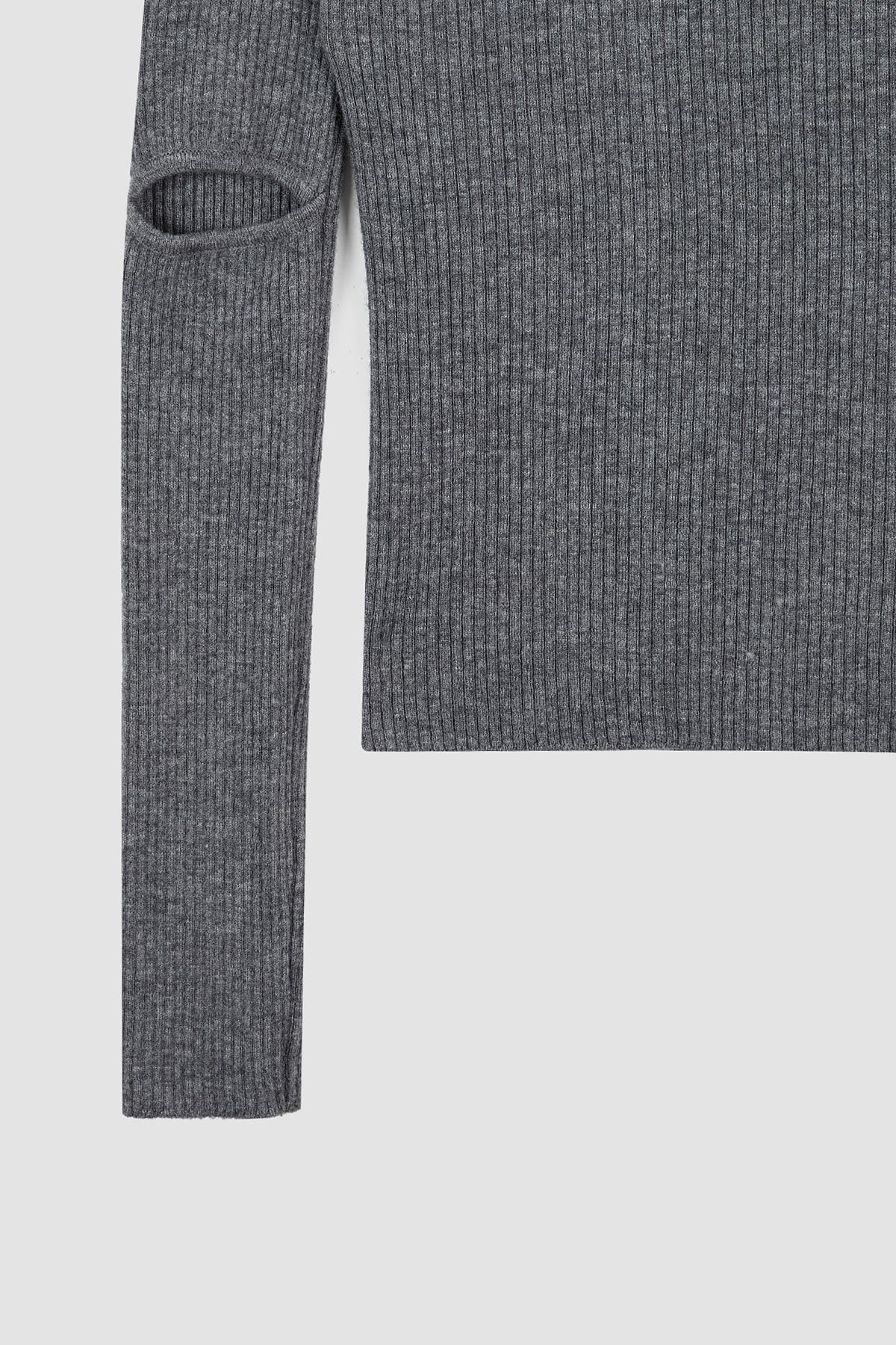 Matinkim Slit Point Slim Knit Top IN Grey