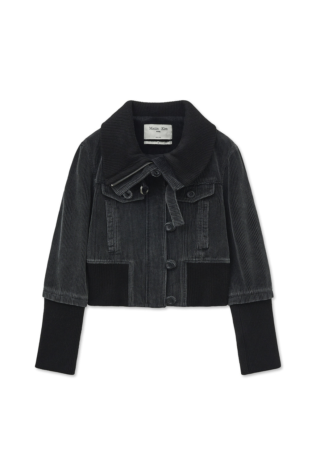 Matinkim Washed Corduroy Bomber Jumper IN Black