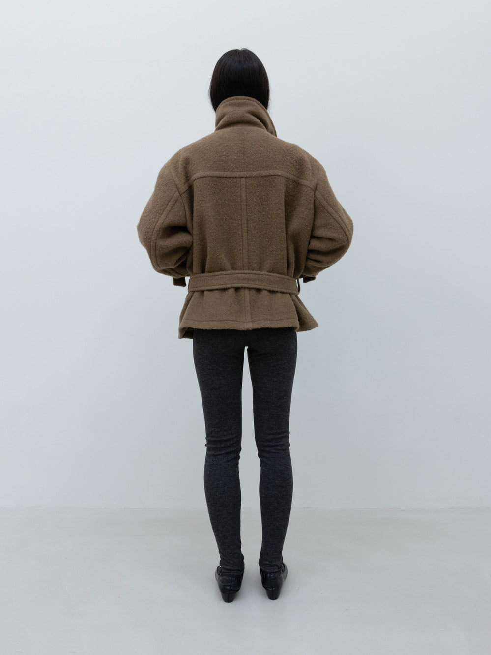 Low Classic Alpaca Blend Low-Waist Belted Half Coat Khaki Brown