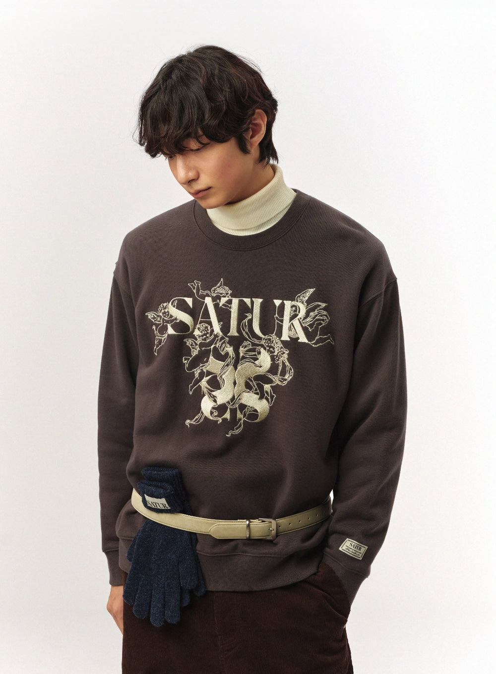 [satur] Angel Graphic Sweatshirt - Charcoal