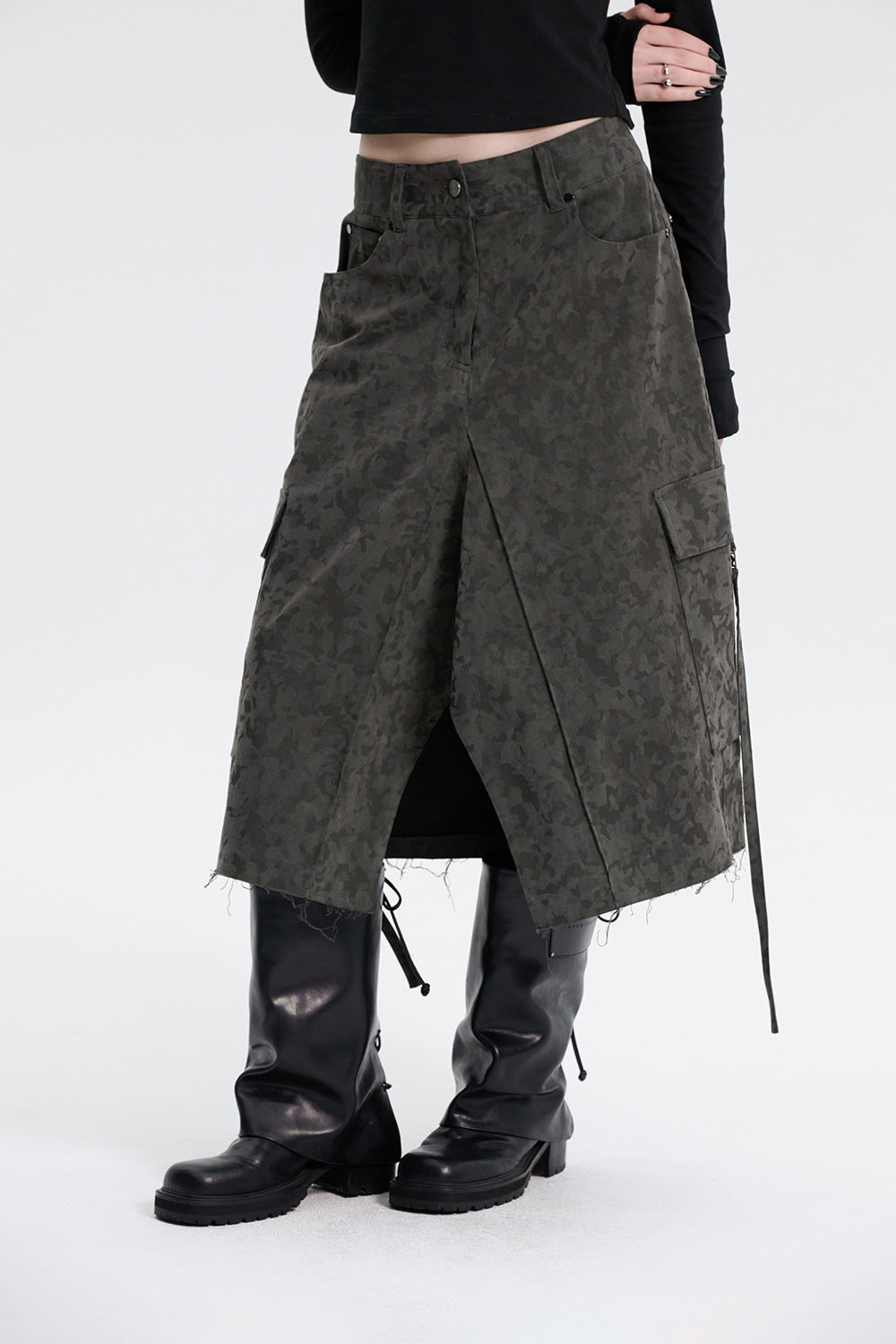 Treemingbird Camo Bermuda Cargo Skirt Khaki