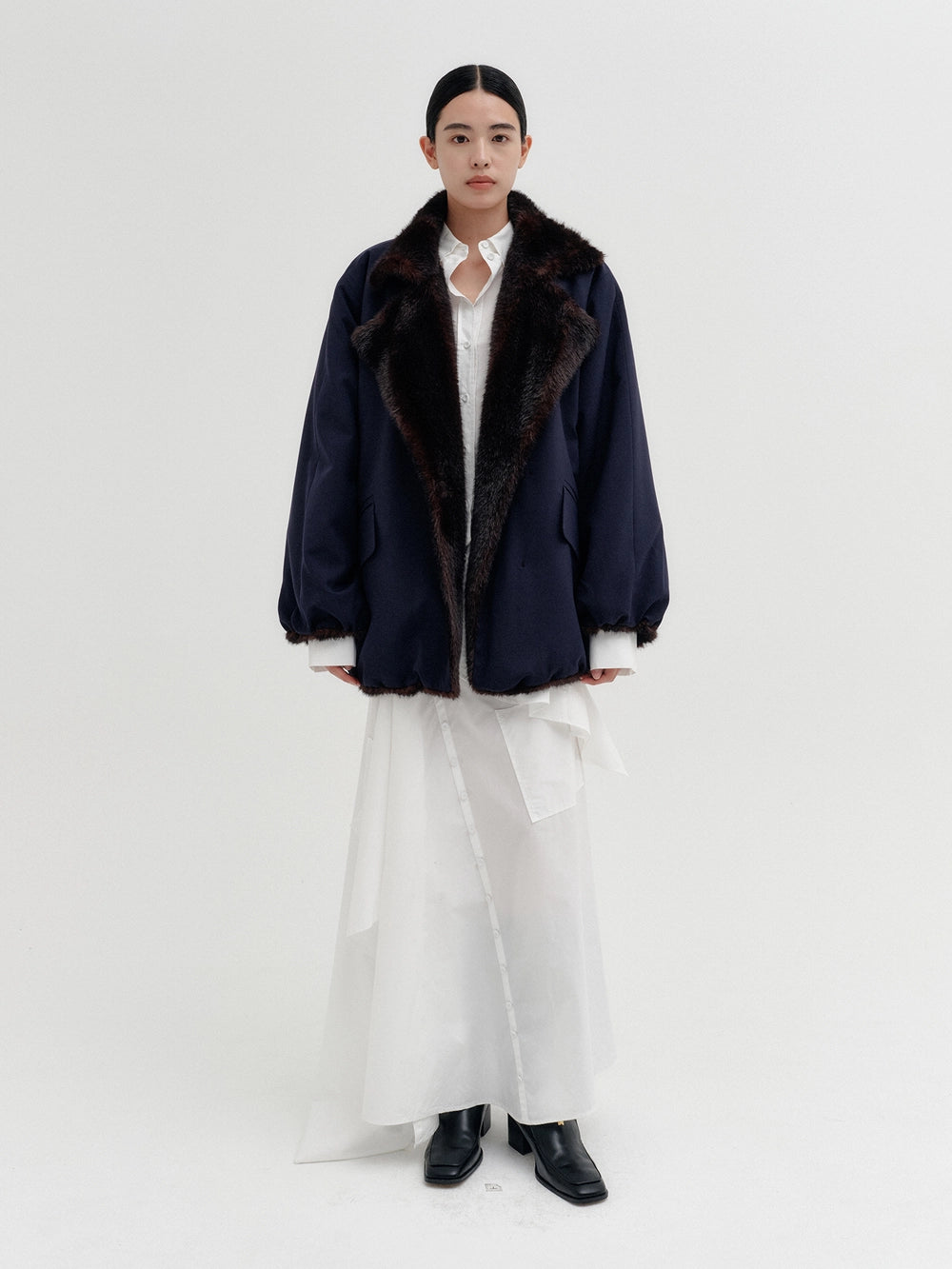 EENK Reversible Volume Collar Jacket - Navy